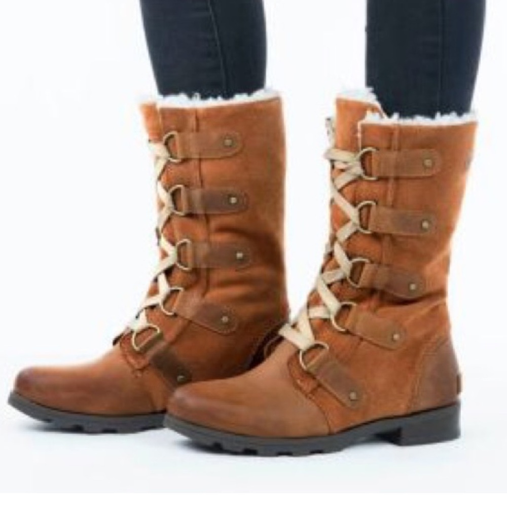 Sorel Emelie Faux Fur Lace Up Boots NEW